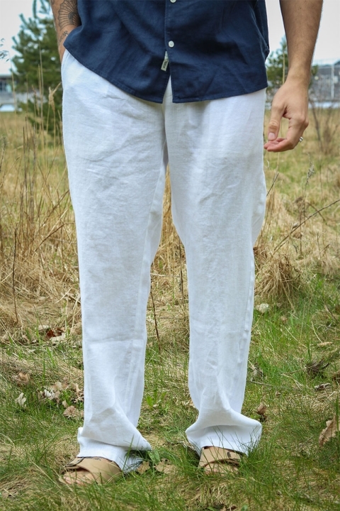 Woodbird Eik Linen Pants Off White