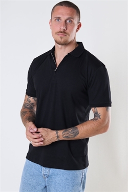 Selected Fave Zip Polo SS Black