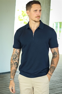 Selected Fave Zip Polo Sky Captain