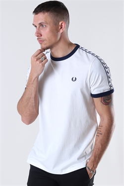 Fred Perry Taped Ringer Tee White