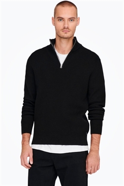 Only & Sons Phil Half Zip Black