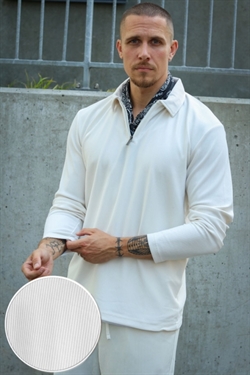 Selected Plisse Half Zip Egret