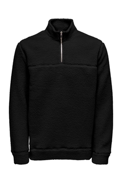 Only & Sons Remy Teddy Half Zip Bla